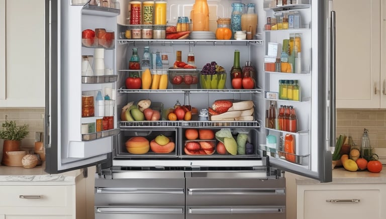 Close-up of a technician checking a refrigerator’s temperature settings.