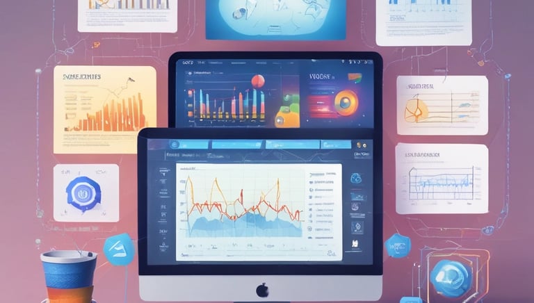 A vibrant workspace showing a team analyzing digital marketing data on multiple screens.