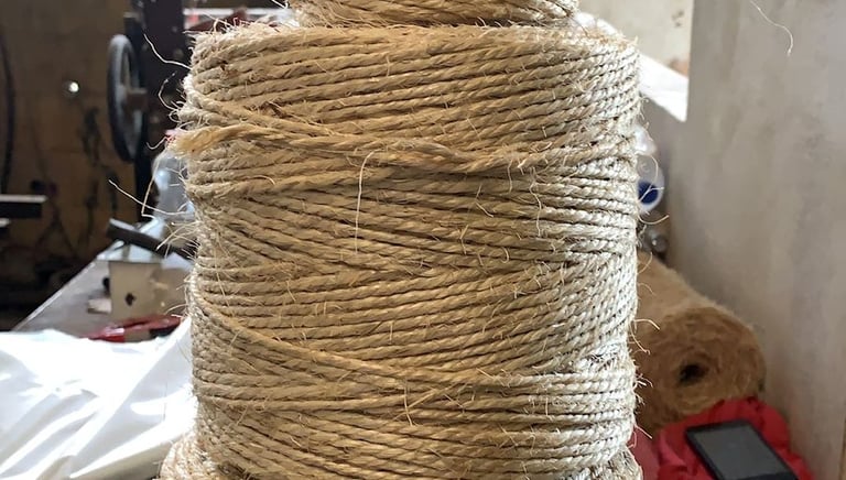Rollos de jarcia de henequén en diferentes calibres — hacienda Yucatán