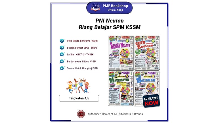 PNI Neuron Riang Belajar SPM KSSM books for visual learning and memory mastery in the Malaysian syllabus.