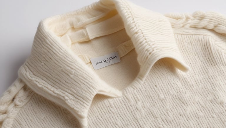 A softly lit image of a woman dressed in elegant, neutral-toned outfit in a clean, modern room.