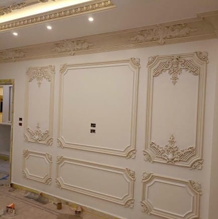 a room with a wall mounted on the wall