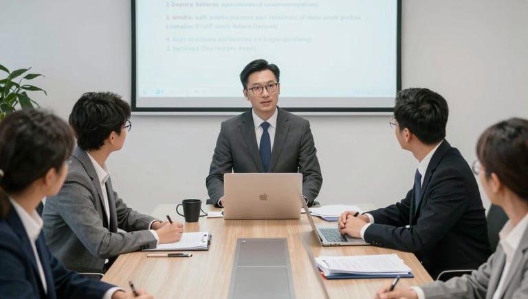 A team meeting in a busy restaurant, focused on improving daily operations.