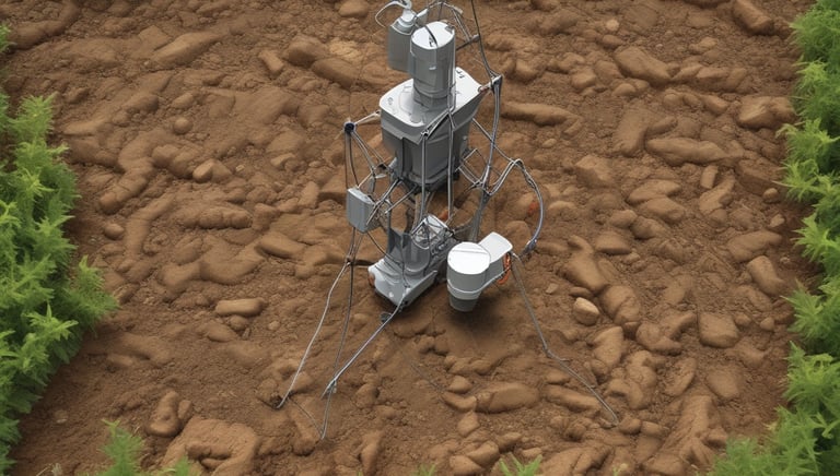 Close-up of water sampling equipment collecting river water for analysis.