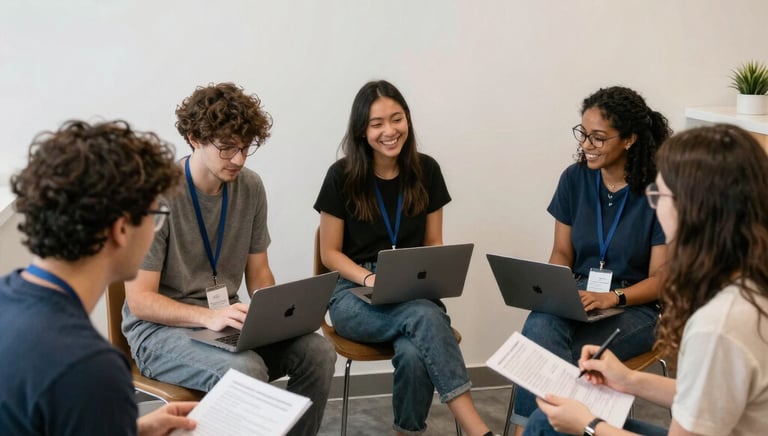 A sleek, modern icon representing data analysis with magnifying glass over customer profiles.