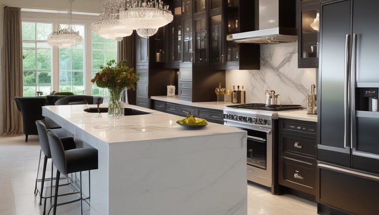 Close-up of a craftsman installing custom cabinetry with careful attention to detail.