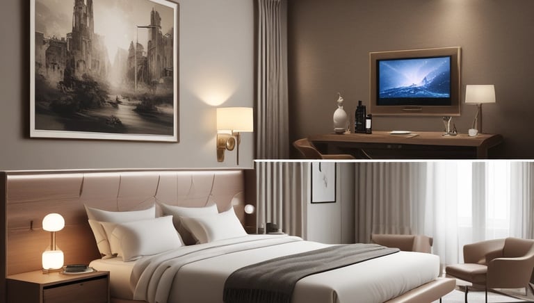 A welcoming guest house receptionist smiling warmly, ready to help guests.