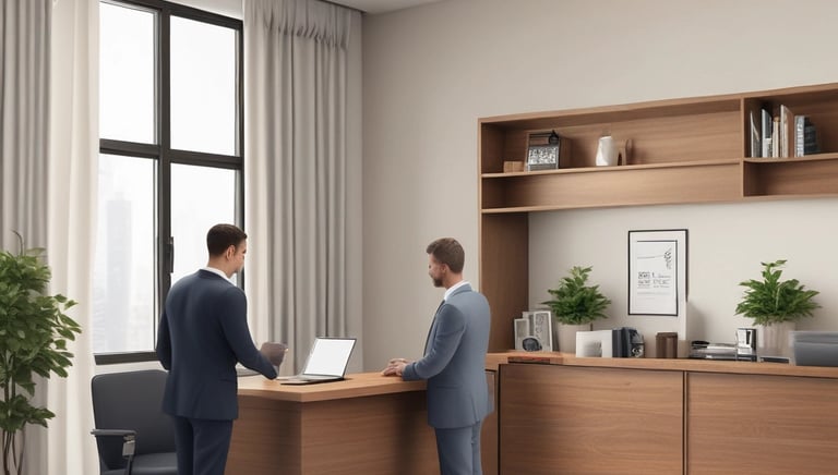 Image of a friendly customer service representative assisting condominium clients