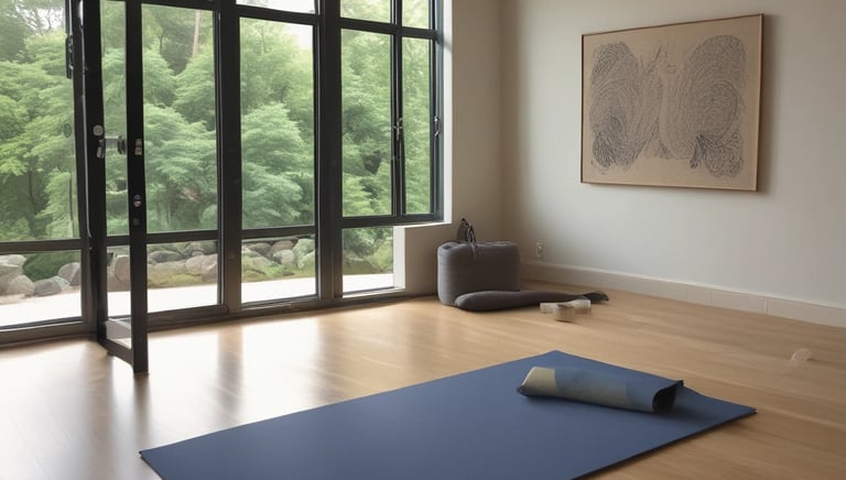 A small group sitting in a circle, breathing together in a calm, inviting space.