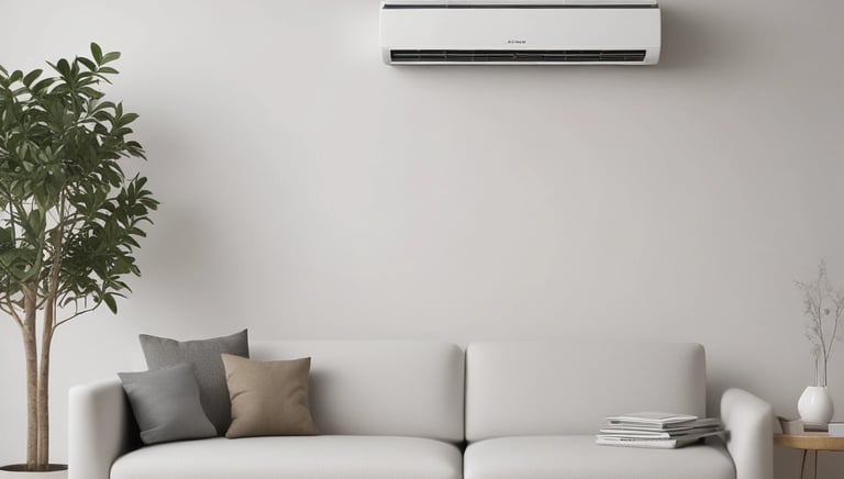 Several large wind turbines are installed in the ocean, with clear blue skies above and the deep blue ocean below. The turbines are evenly spaced across the horizon, suggesting a wind farm dedicated to renewable energy generation.
