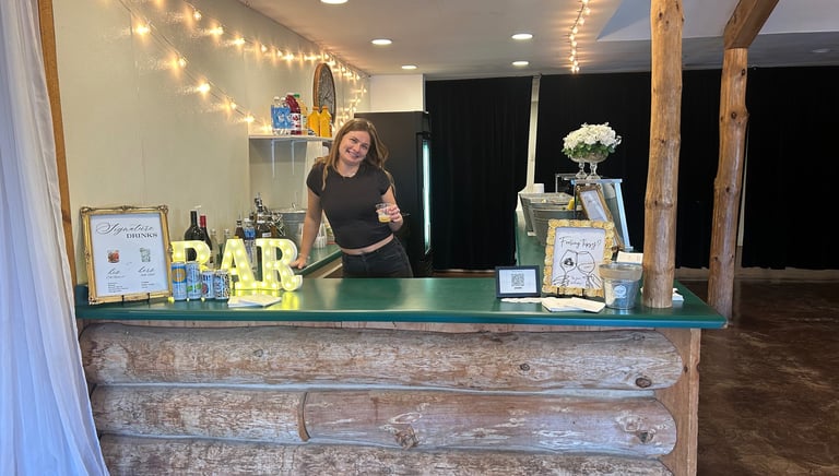 Bartender setting up the bar
