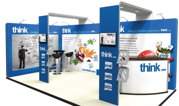 a trade show booth with a variety of different types of trade
