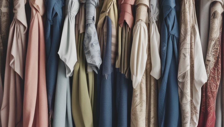 A spacious, well-lit clothing store featuring multiple tables and racks displaying a variety of garments. A large, elegant chandelier hangs from the ceiling, adding a touch of sophistication. Shoppers are seen browsing through the clothing items on display, with a mix of men's and women's apparel spread throughout the space.