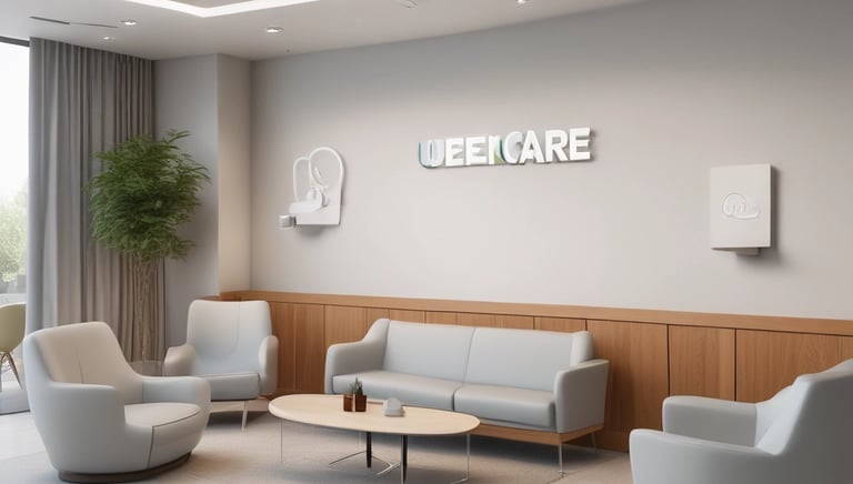 The image depicts a health care facility entrance labeled 'Puskesmas Sinoa'. The building has a welcoming sign and a set of colorful stairs leading up to it, each step containing a health-related message in Indonesian. Plants are seen on either side of the entrance.