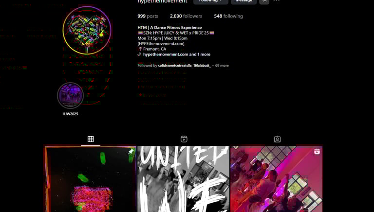 An instagram starting page called HYPEthemovement.