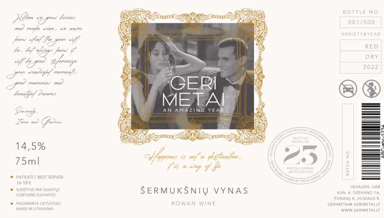 wine label with picture frame design