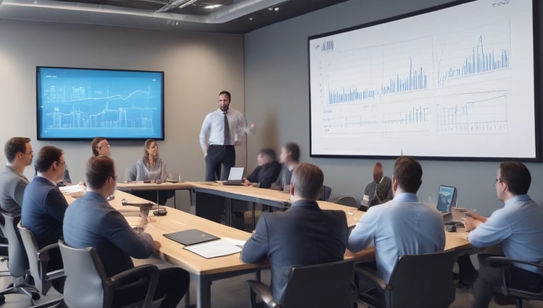 a group of business people in a meeting room