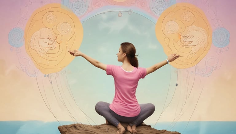 A poster features a close-up of a woman's face with a message about psychology. The top of the poster has the phrase 'GET PSYCHED!' in large orange text. Below, there is a series of questions in varying sizes and colors, exploring different psychological topics. The bottom part of the poster contains a web address.