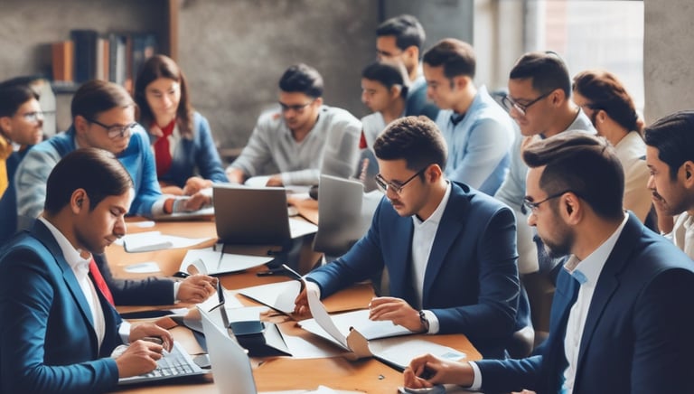 A person is holding up a document with multiple signatures and a stamp, standing among a crowd of people. The individual is dressed in a white shirt and wearing a black headband. The background shows part of a building with red and white banners.