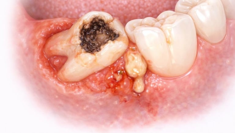 carious and tilted third molar causing pain and pressure on second molar