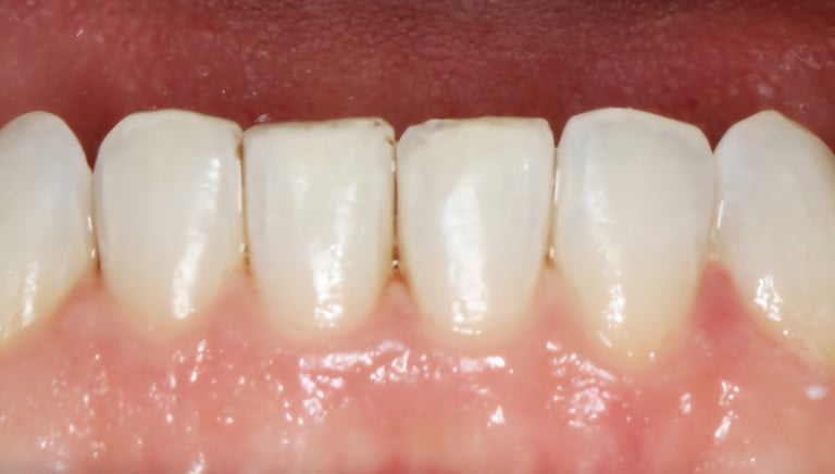 After dental cleaning showing polished lower teeth at Shree Dental Care Shyamal Ahmedabad