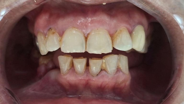 Multiple teeth damage before full mouth rehabilitation dental treatment in Shree dental Ahmedabad