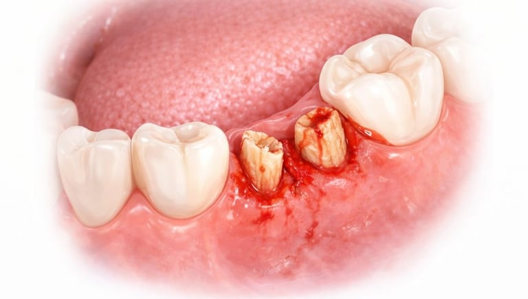 root pieces of molar teeth that require extraction
