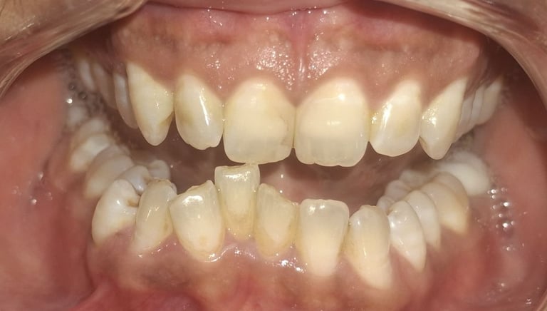 teeth cleaning results crooked teeth before at shree dental care near shyamal ahmedabad