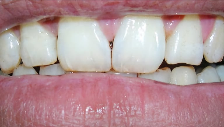 after whitening showing long-term tobacco staining on enamel surfaces removed in Shyamal Ahmedabad