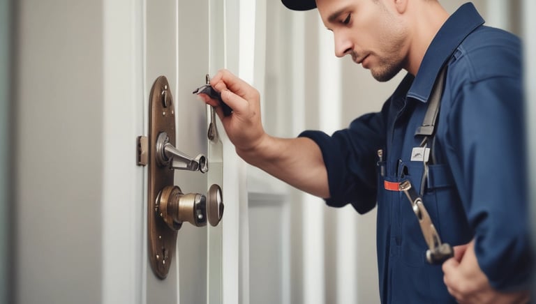 person holds door lever