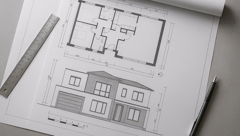 a drawing of a house with a ruler and ruler | Nour Nagy Designs