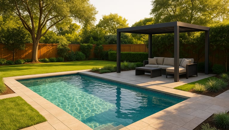 a pool with a couch  | Nour Nagy Designs