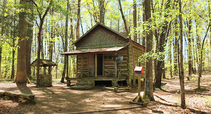 Huntsville, AL - A display cabin where C. Green lived with his 15 children at Madison Nature Trail