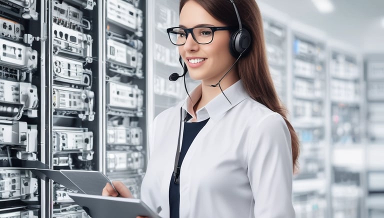 A tech workspace with two computer monitors displaying a variety of applications. The left monitor shows a communication platform, while the right one is filled with a multi-column interface for managing tasks or projects. A keyboard, mouse, headphones, and a laptop are on the desk, along with a smartphone and various stationery items. Dim ambient lighting creates a focused and somewhat secluded atmosphere.