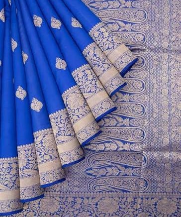 Pure Blue Silk Saree