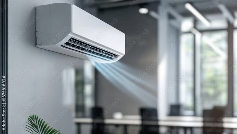 imagem deu um ar condicionado climatizando o ambiente