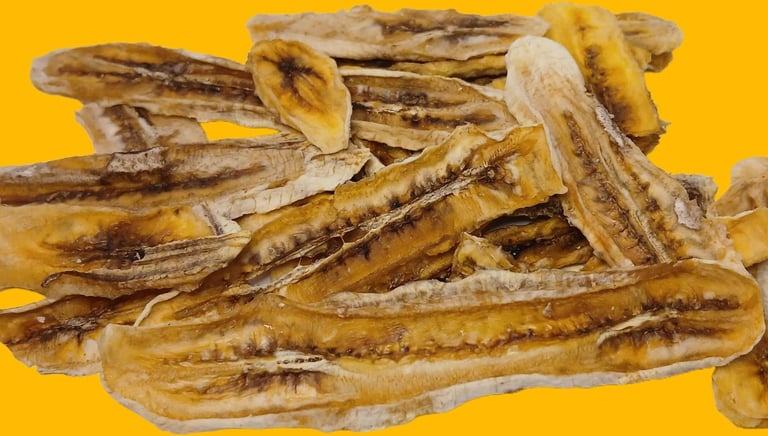 a pile of bananas on a yellow background
