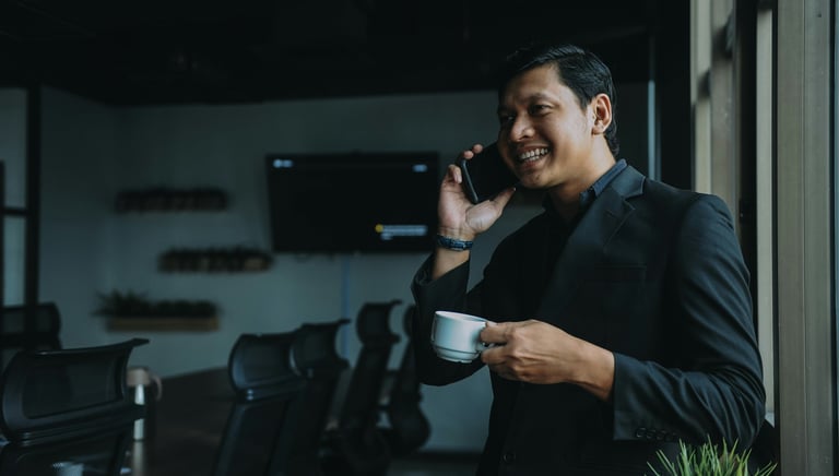 Businessman is talking on the phone