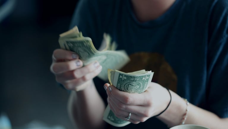Woman is counting money