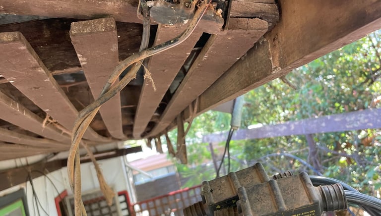 burnt mains electrical cables at point of attachment requiring repair