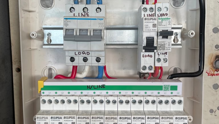 three phase switchboard upgrade with RCBO protection on all final subcircuits