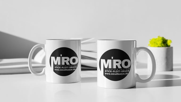 two mugs with a cactus plant in the middle of the image