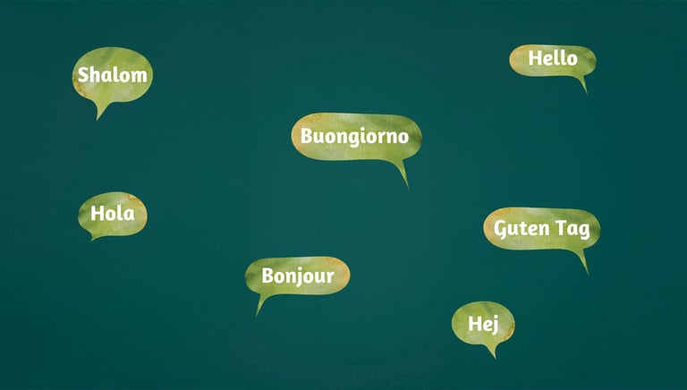 a group of speech bubbles with different languages
