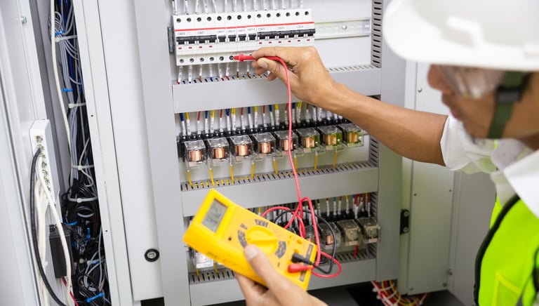 Técnico analizando datos eléctricos en un software especializado.