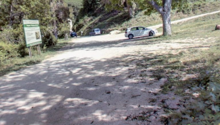 Zona de encuentro al final del barranco del Tajo de Ronda donde se realiza la combinación de coches