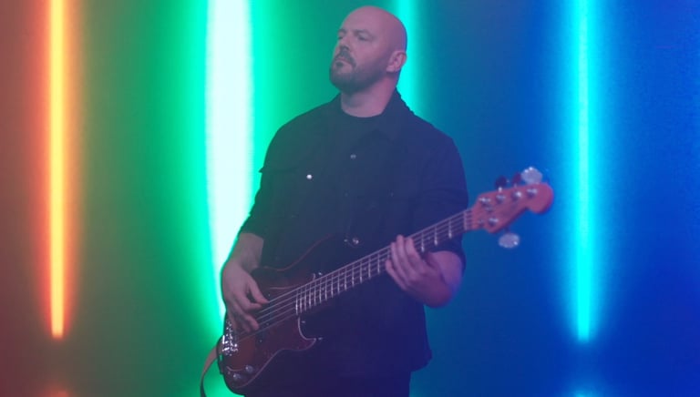 Bass player with lights