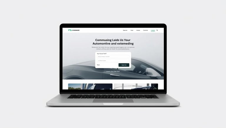 a laptop computer screen displaying a car dealership