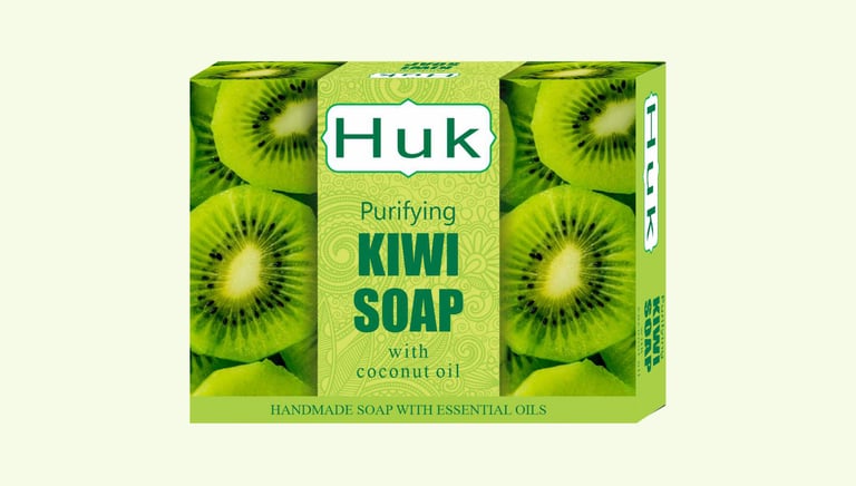 a box of kiwi soap with kiwis
