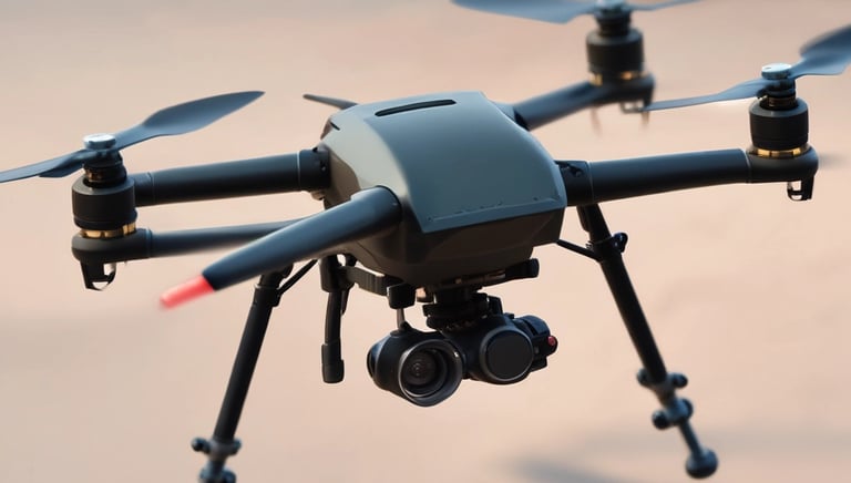 Close-up of a custom drone prototype being assembled in a workshop.