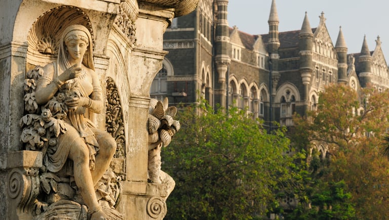 19th century facade and sculpture in Mumbai, India